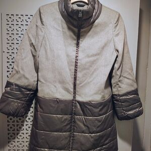 Cinzia Rocca Icons Gray and Brown Puffer Jacket